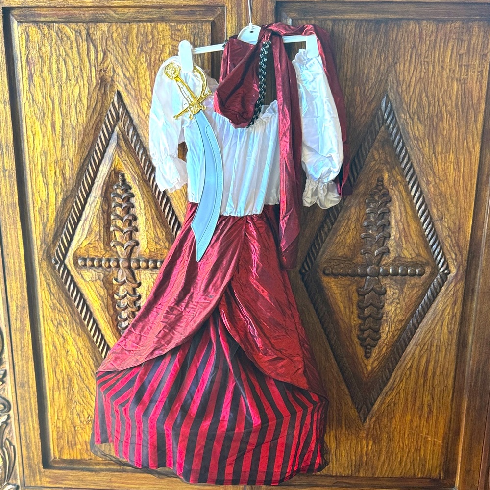 Red and Black Girls Pirate Costume
